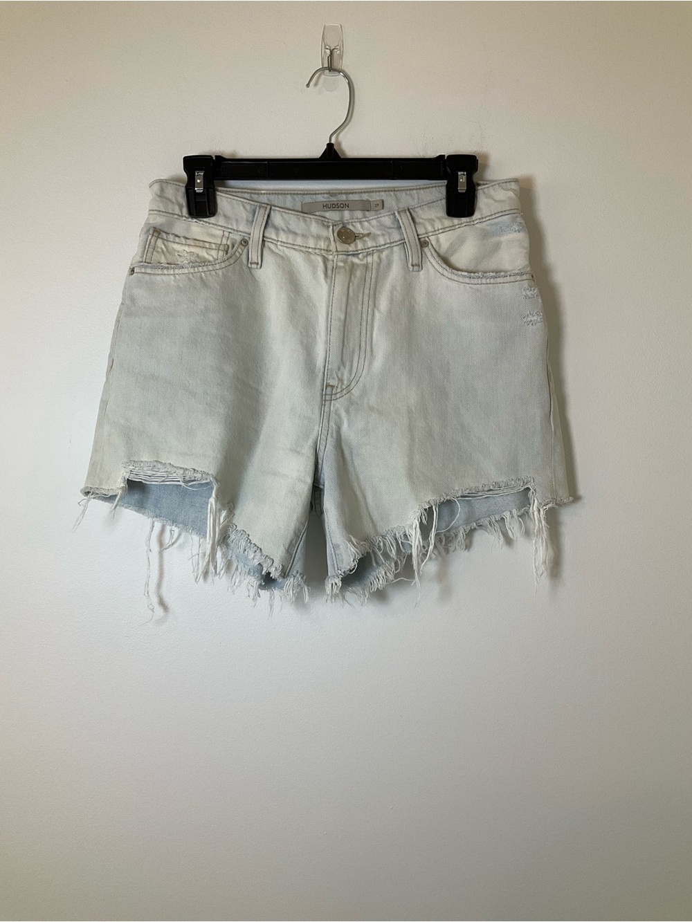 Hudson Devon Light Wash Distressed Denim Cutoff Shorts Size 27